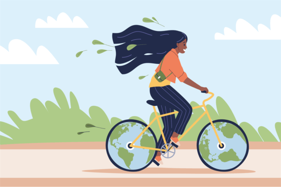 Download Eco-friendly Transport. Happy Woman Ride - Premium Resources