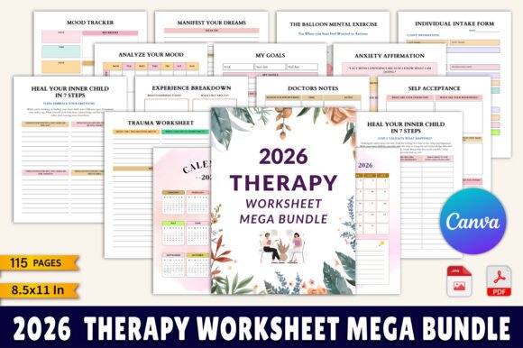 Download 2026 Therapy Worksheet Mega Bundle - Therapy Collection