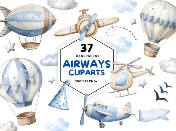 Download Air Transport Watercolor Clipart PNG - Premium Resources
